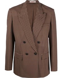 Мужской коричневый двубортный пиджак с принтом от Valentino
