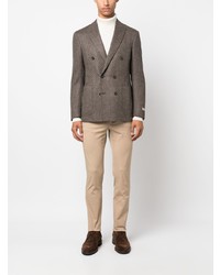 Мужской коричневый двубортный пиджак с узором "в ёлочку" от Canali