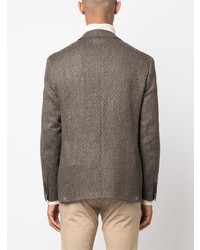 Мужской коричневый двубортный пиджак с узором "в ёлочку" от Canali
