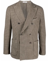 Мужской коричневый двубортный пиджак с узором "гусиные лапки" от Boglioli