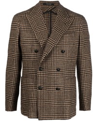 Мужской коричневый двубортный пиджак с узором "гусиные лапки" от Tagliatore