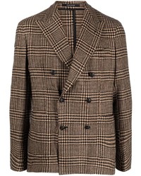 Мужской коричневый двубортный пиджак с узором "гусиные лапки" от Tagliatore
