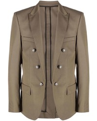 Мужской коричневый двубортный пиджак от Balmain