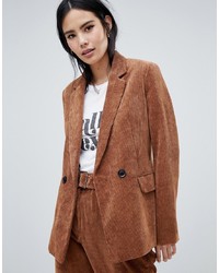 Женский коричневый двубортный пиджак от Bershka