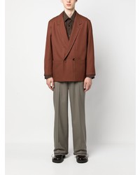 Мужской коричневый двубортный пиджак от Lemaire
