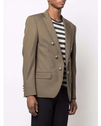 Мужской коричневый двубортный пиджак от Balmain