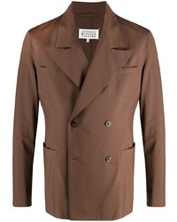 Мужской коричневый двубортный пиджак от Maison Margiela