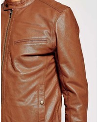 Мужской коричневый кожаный бомбер от Asos