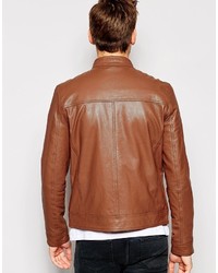 Мужской коричневый кожаный бомбер от Asos