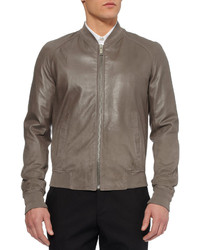 Мужской коричневый кожаный бомбер от Alexander McQueen