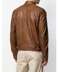 Мужской коричневый кожаный бомбер от Parajumpers