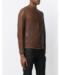 Мужской коричневый кожаный бомбер от Salvatore Santoro