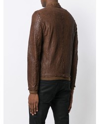 Мужской коричневый кожаный бомбер от Salvatore Santoro