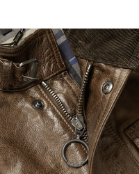 Мужской коричневый кожаный бомбер от Belstaff