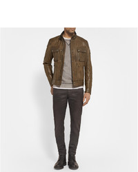 Мужской коричневый кожаный бомбер от Belstaff