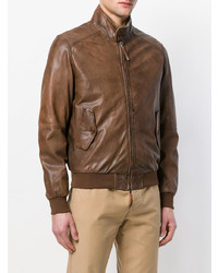 Мужской коричневый кожаный бомбер от Altea