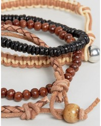 Мужской коричневый кожаный браслет от Asos