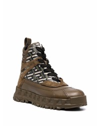 Мужской коричневый кожаный зимние ботинки от Versace