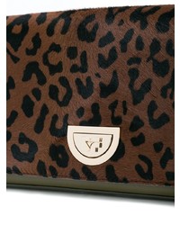 Коричневый кожаный клатч с леопардовым принтом от Dvf Diane Von Furstenberg