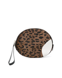 Коричневый кожаный клатч с леопардовым принтом от Giuseppe Zanotti Design