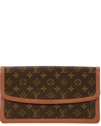 Коричневый кожаный клатч с принтом от Louis Vuitton