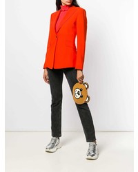 Коричневый кожаный клатч с принтом от Moschino