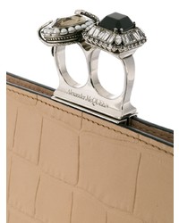 Коричневый кожаный клатч от Alexander McQueen