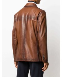 Мужской коричневый кожаный пиджак от Tagliatore