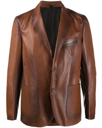 Мужской коричневый кожаный пиджак от Tagliatore