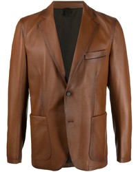 Мужской коричневый кожаный пиджак от Tagliatore
