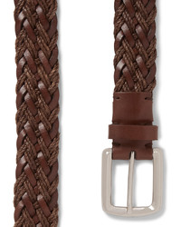 Мужской коричневый кожаный плетеный ремень от Brunello Cucinelli
