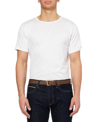 Мужской коричневый кожаный плетеный ремень от Mulberry