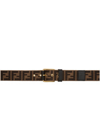 Мужской коричневый кожаный ремень с принтом от Fendi