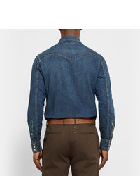 Мужской коричневый кожаный ремень с шипами от Maison Margiela