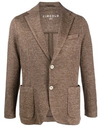 Мужской коричневый льняной вязаный пиджак от Circolo 1901