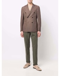 Мужской коричневый льняной двубортный пиджак от Barba