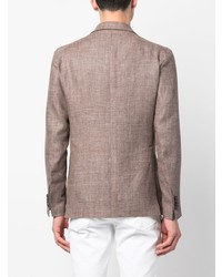 Мужской коричневый льняной двубортный пиджак от Tagliatore