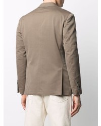 Мужской коричневый льняной двубортный пиджак от Lardini