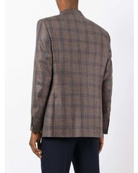 Мужской коричневый льняной пиджак в клетку от Canali