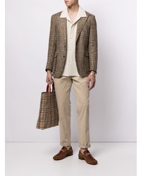 Мужской коричневый льняной пиджак с узором "гусиные лапки" от Polo Ralph Lauren