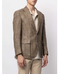 Мужской коричневый льняной пиджак с узором "гусиные лапки" от Polo Ralph Lauren