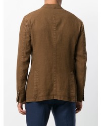 Мужской коричневый льняной пиджак от Dell'oglio