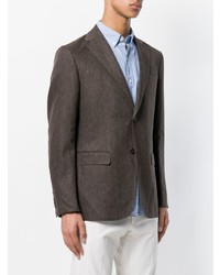 Мужской коричневый льняной пиджак от Z Zegna