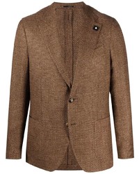 Мужской коричневый льняной пиджак от Lardini