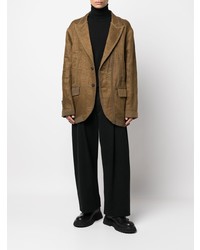 Мужской коричневый льняной пиджак от Ziggy Chen