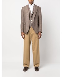 Мужской коричневый льняной пиджак от Tagliatore