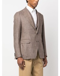 Мужской коричневый льняной пиджак от Tagliatore