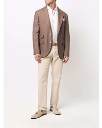 Мужской коричневый льняной пиджак от Brunello Cucinelli