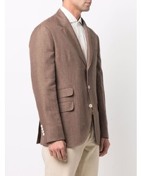 Мужской коричневый льняной пиджак от Brunello Cucinelli