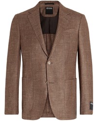 Мужской коричневый льняной пиджак от Zegna